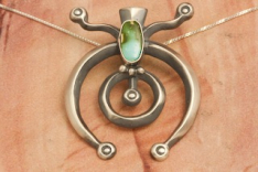 Genuine Royston Turquoise Sterling Silver Navajo Pendant